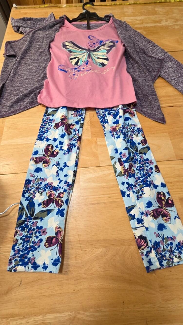Route 66 Girls 10/12 Butterfly 2 Piece Outfit Top Pants Y2K Layered Look NWT
